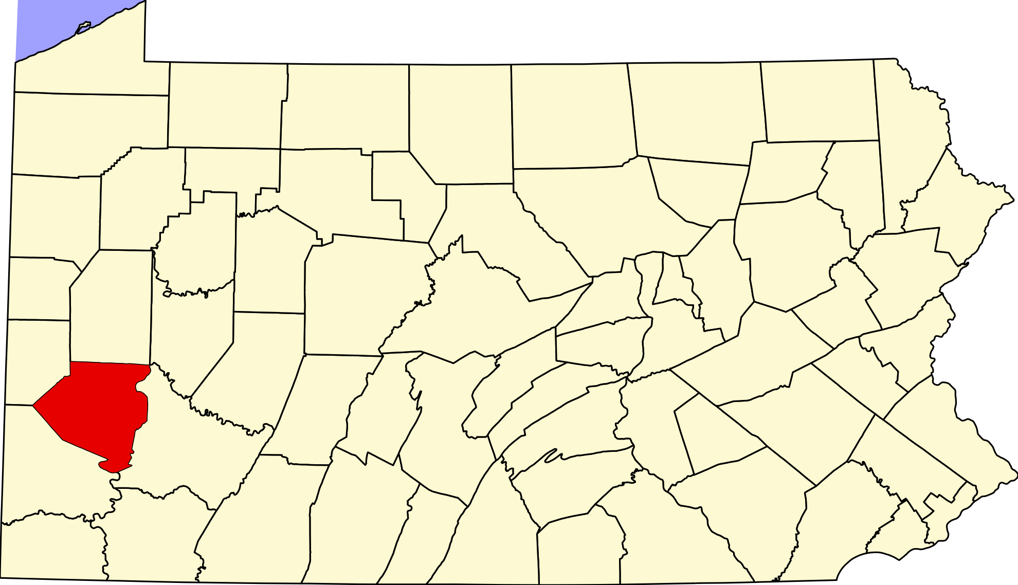 Map of Pennsylvania with Allegheny County highlighted, representing our Pittsburgh-area service coverage
